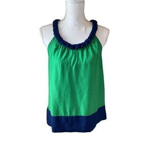 Banana Republic Sleeveless Top Women's Medium blue green colorblock braided neck